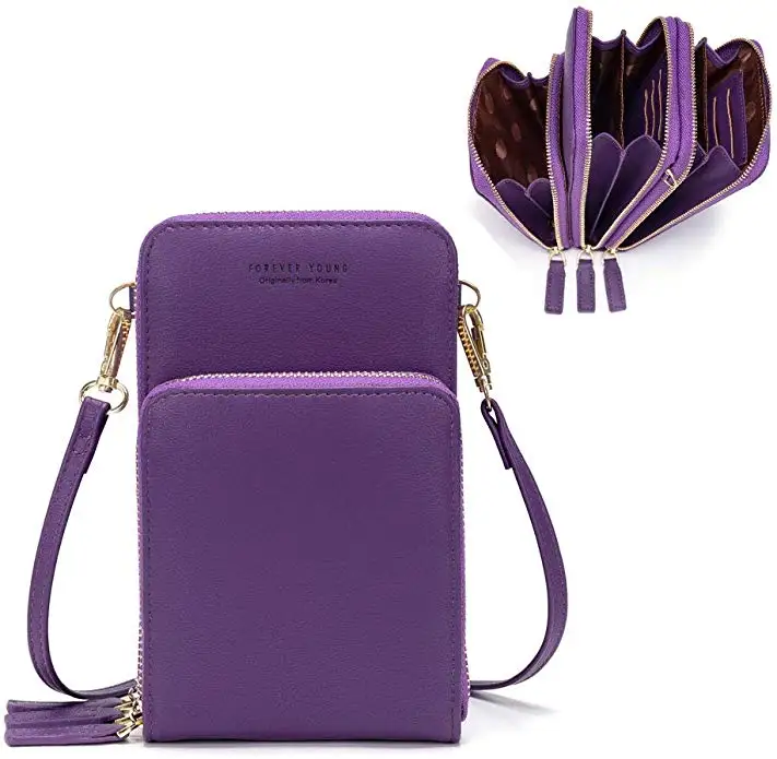 

Custom Design Small Shoulder Sling Crossbody Bag PU Leather Ladies Long Wallet Bag, 8 colors
