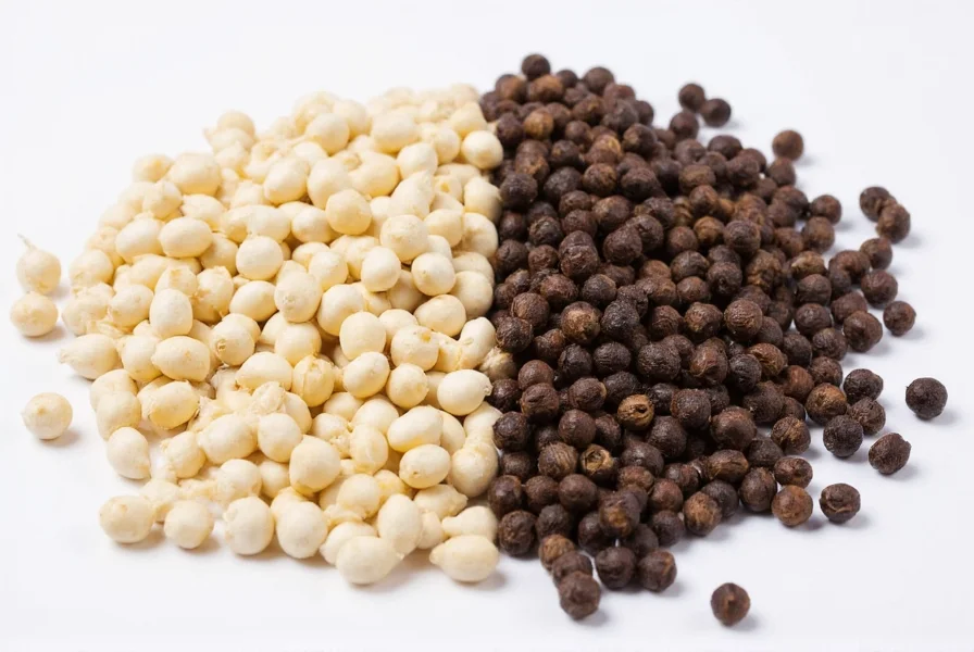 Chef seasoning dishes with both white and black pepper to demonstrate practical applications of understanding the difference between white pepper and black