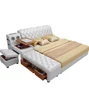 Living Maharaja Luxury High Solid Wood Platform King Bed with side Storage Box WJX-A005