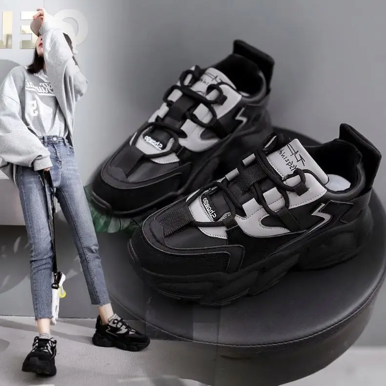 

2021 Spring In Women's Fashion Sneakers Lace Up Heels Vendors Design Shoes Women Platform Low Top Casual Air Sport Shoes