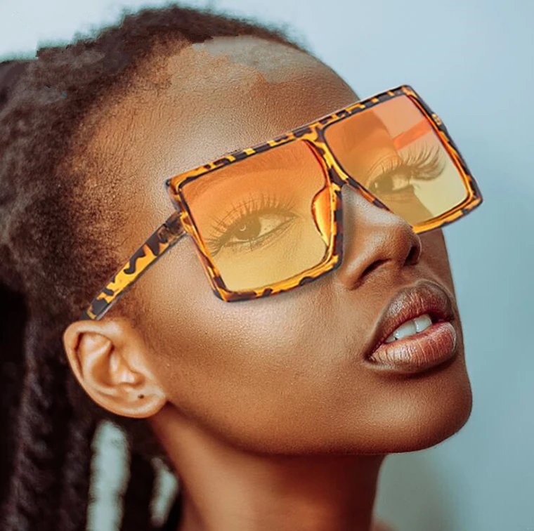 

Custom Logo Newest 2021 Fashion Clear Luxury Designer Retro Sun Glasses Ladies Shades Vintage Oversized Square Sunglasses Women, As show /custom colors