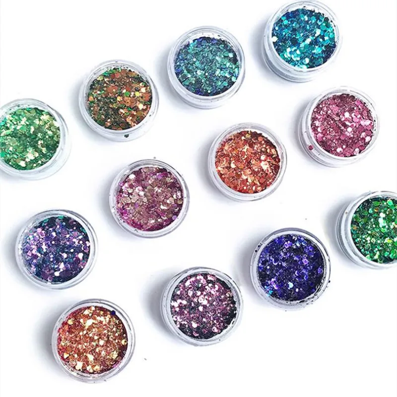 

In stock color changing glitter eyeshadow powder, 12 colors
