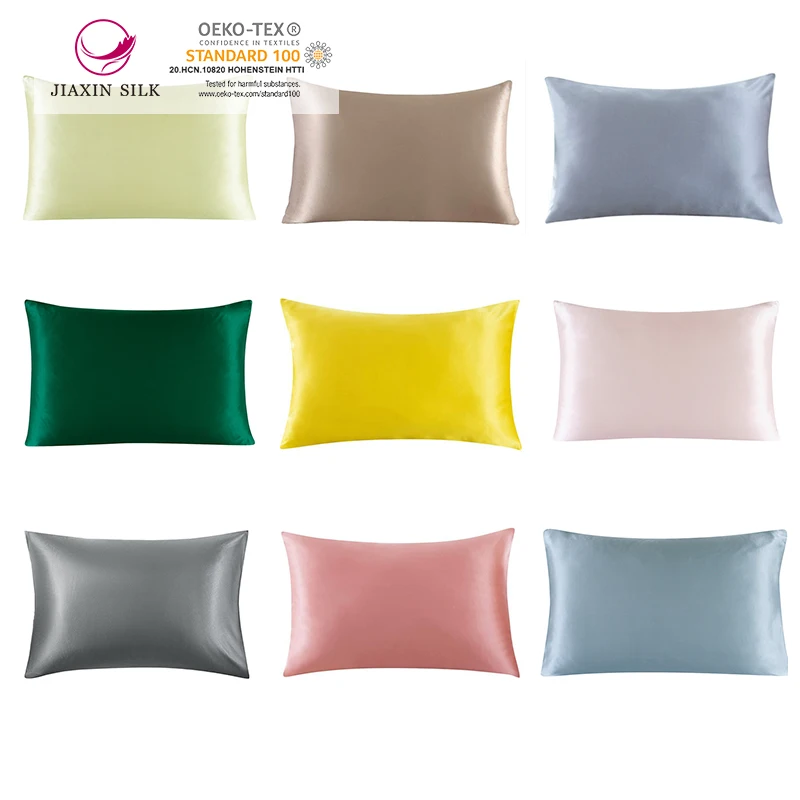 

In stock 22 Momme 100% Mulberry silk satin pillowcase soft breathable luxury 51*76cm zipper silk pillow case cover