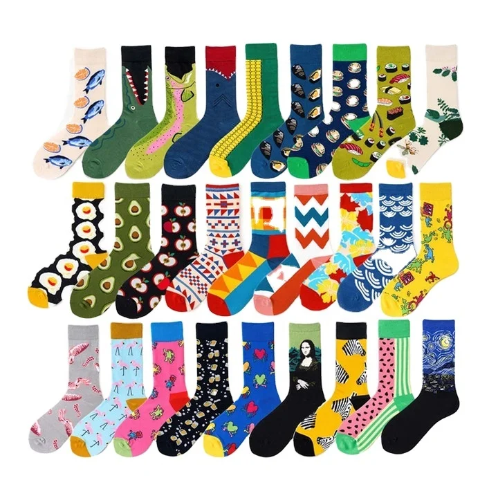 

women Novelty Box Packaging Custom Cute Socks Fashion design Cotton Socks Funny Men Socks, Customized