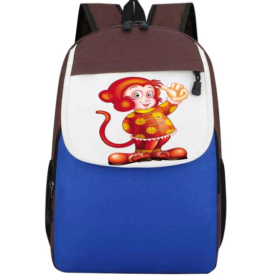 

Your Logo Name Image Printed School Bags For Girls Boys Cute Cartoon Monkey Print Backpack Kids Customize Children Schoolbags