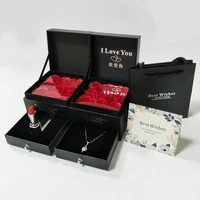 

Custom Acrylic Windows Square Lipstick Packing Set Necklace Soap Rose Flower Jewelry Gift Box