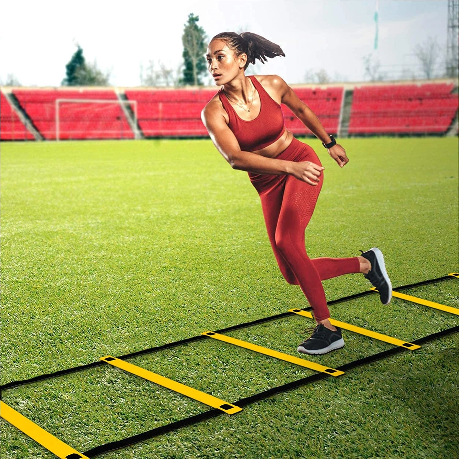 

Fitness Equipment Exercises Sports Soccer Football Training 20ft Folding Agility Speed Ladder Set Custom With Carry Bag