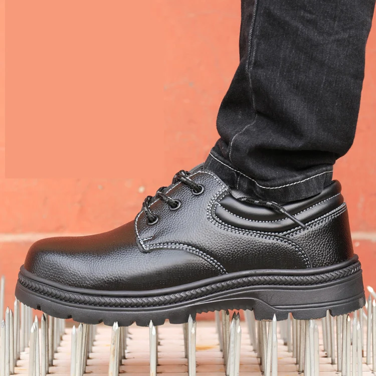 

Rubber Sole Stab-Resistant Steel Toe Safety Work Shoes, Black