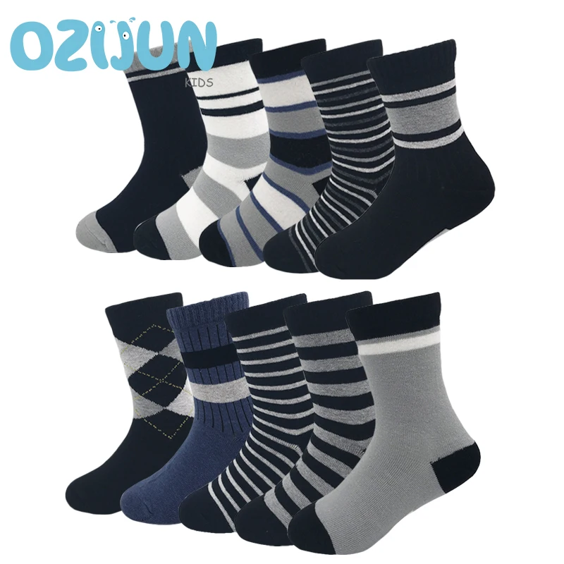 

10 Pairs/lot Classic Striped cotton children boy socks Student kids boys Socks Daily Socks Set school