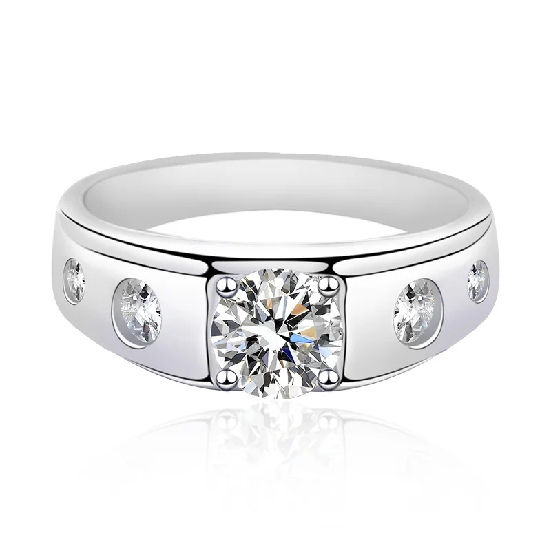 

Latest Design Silver 925 1 Ct White Gold Eternity Moissanite Diamond Ring for Men