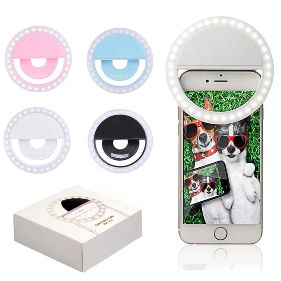 

Mini And Portable Live Show Beauty Led Phone Selfie Ring Light For Smartphone, Black pink white blue