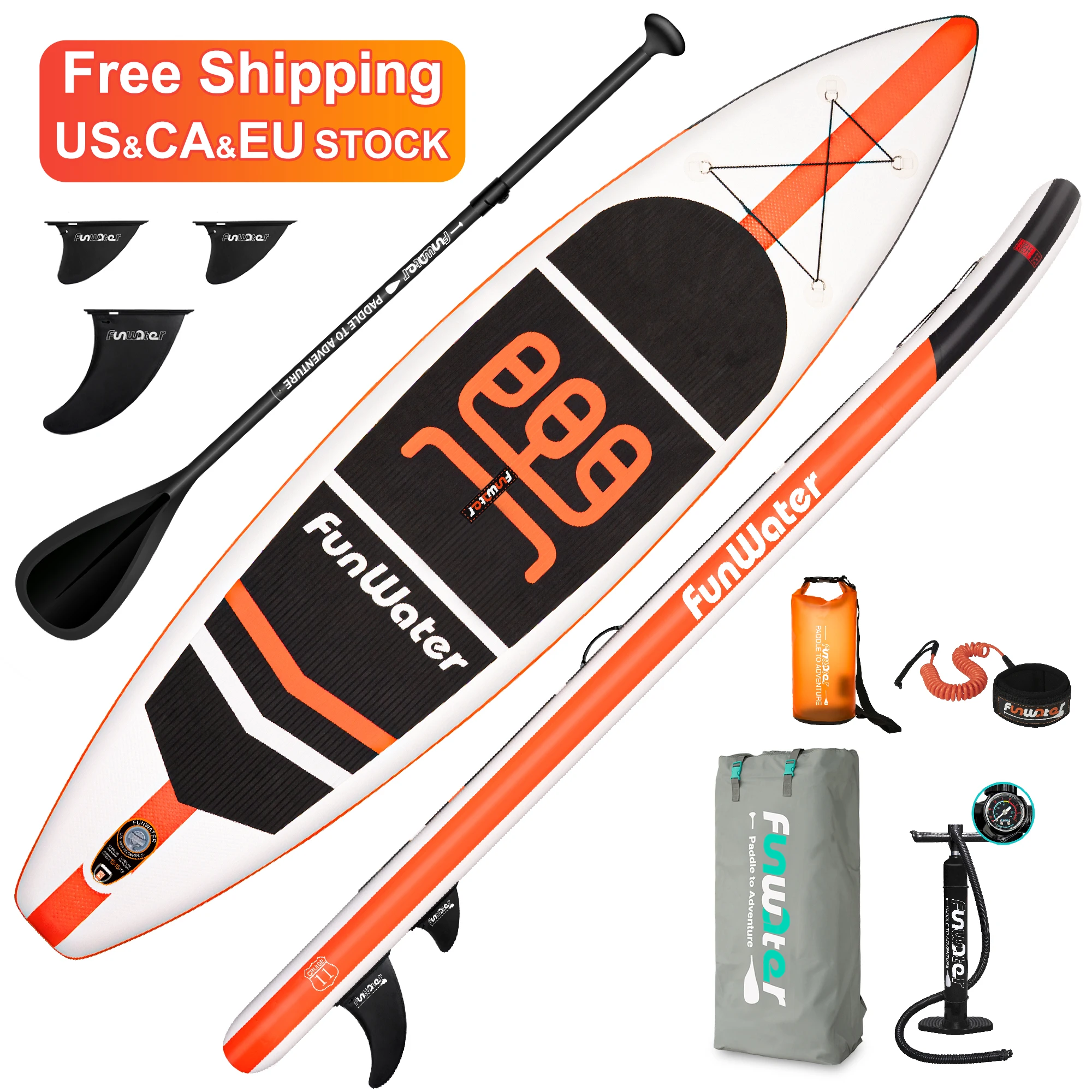 

FUNWATER Free Shipping Dropshipping OEM 11' manufacturer surfing inflatable funwat paddle board sup wakeboard board paddle, Orange