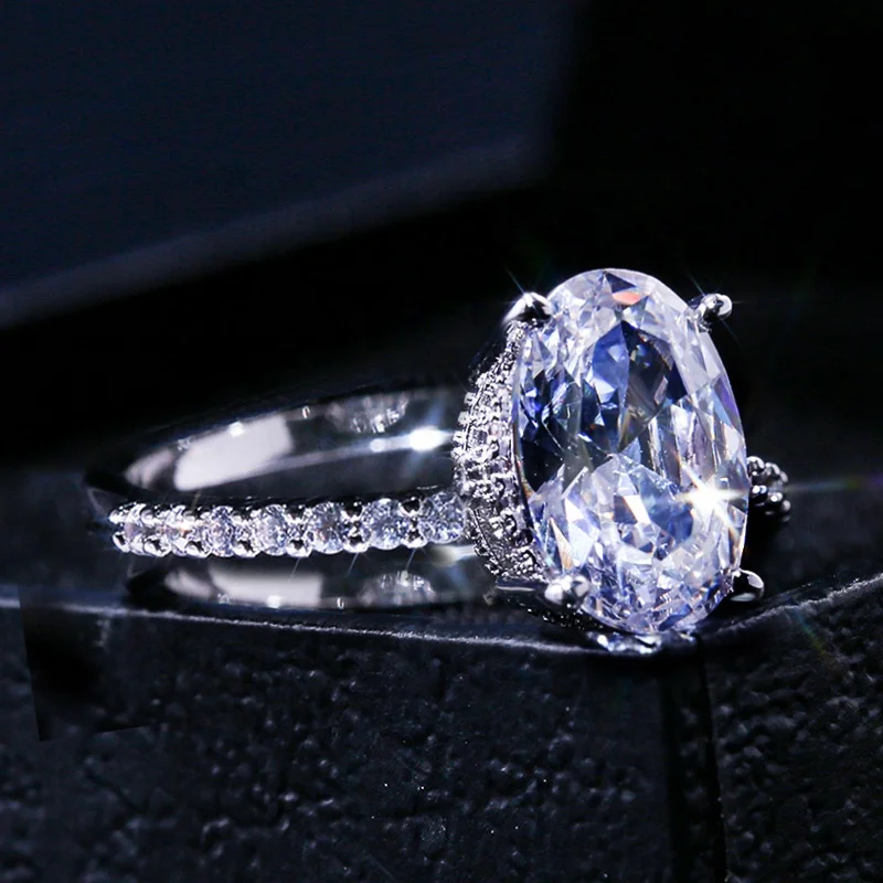 

Classic Wedding Women Ring Simple Finger Rings With Middle Paved CZ Stones Understated Delicate Female Engagement Rings