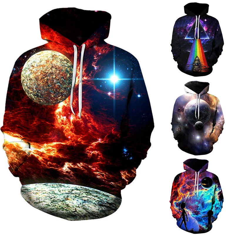 

Men's casual plus size sweatshirt creative galaxy space 3D digital printing fashion popular men's hoodie