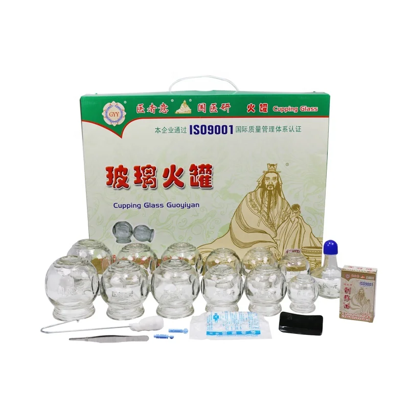 
Chinese traditional medicine 12 different size fire glass cupping set with hijama vacuum cupping glass 