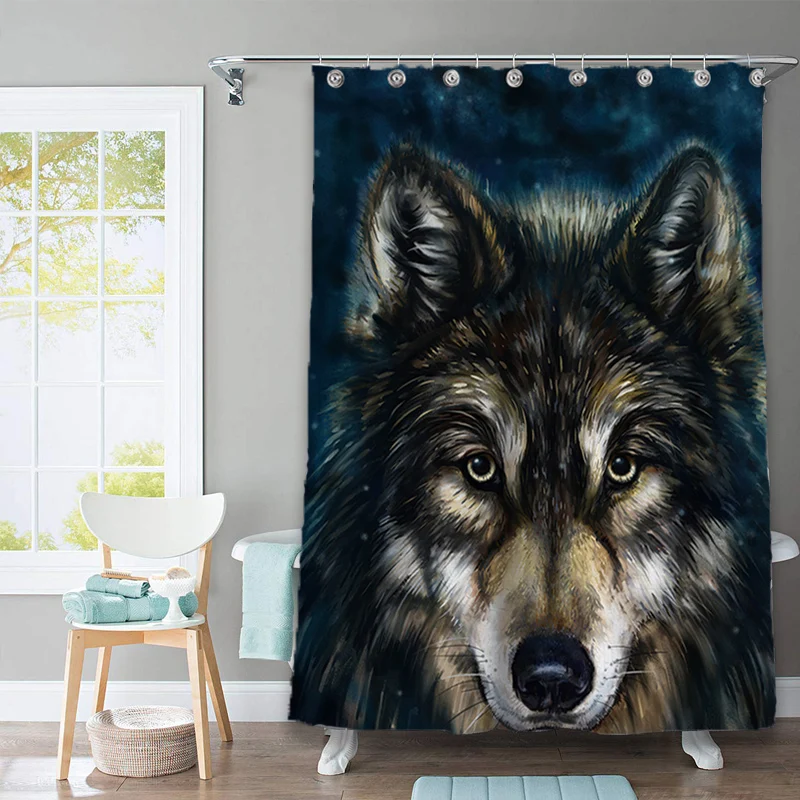 

3D Printed Wolf Eco-Friendly Animal Polyester Shower Curtain