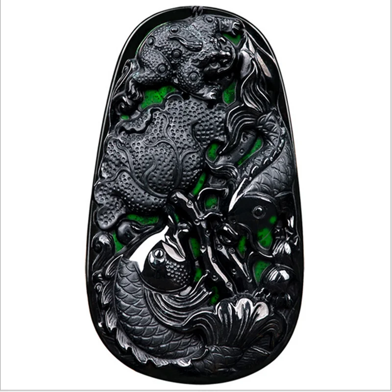 

Natural black jade fish brand pendant jade pendant
