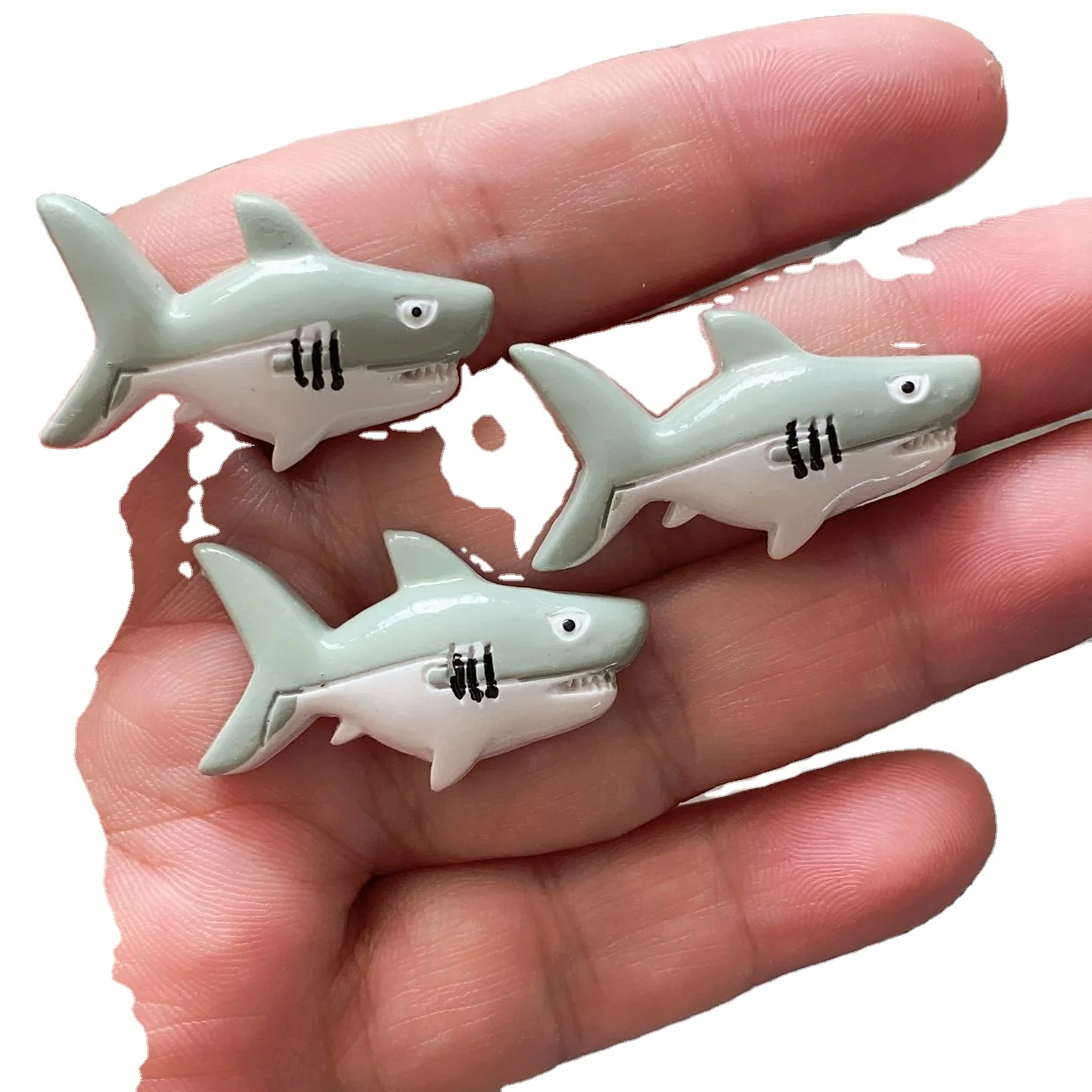 100pcs Kawaii Resin Shark in Grey Color Resin Cartoon Flatback Slime charms beads hair jewelry accessories phone DIY  Findings