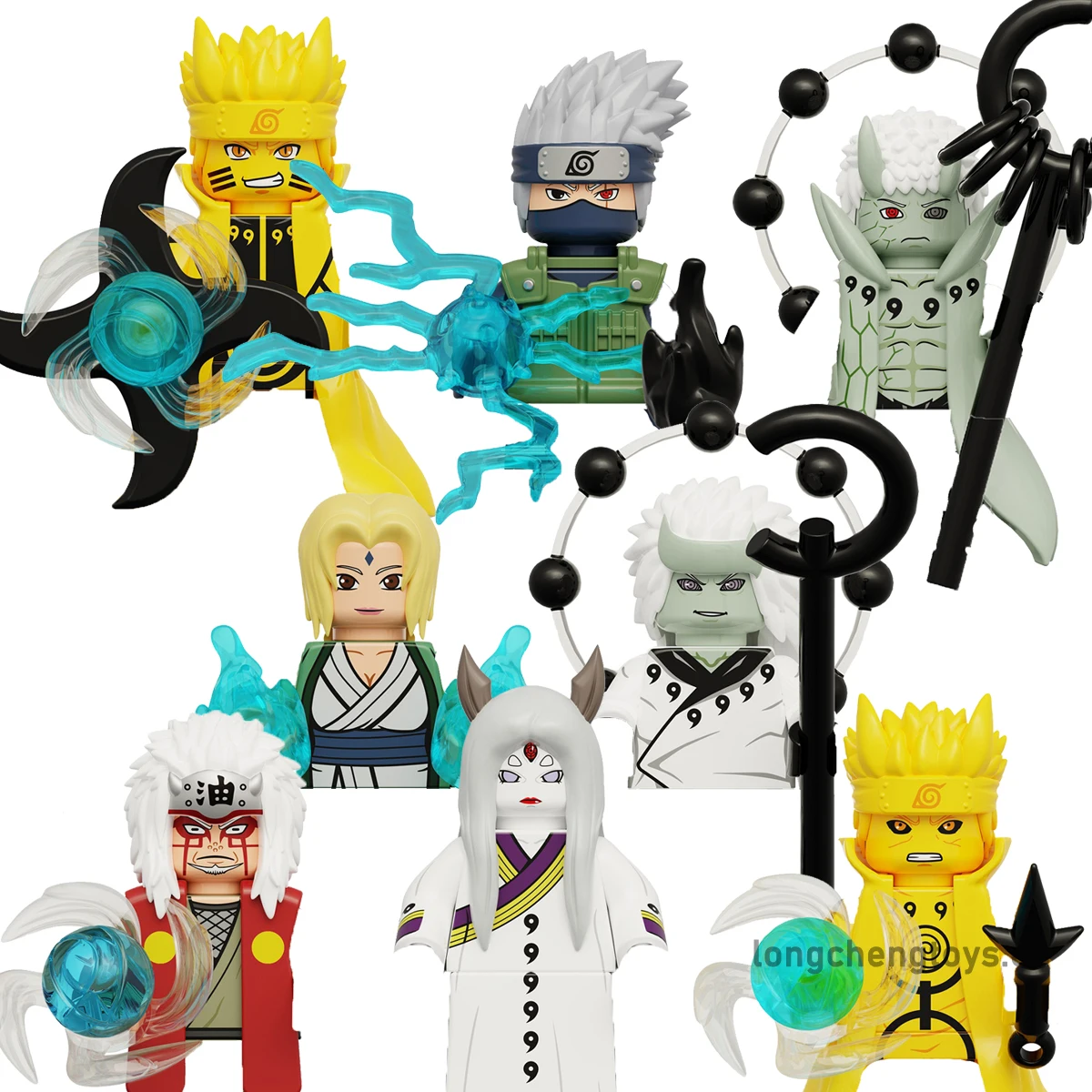 

Japanese Anime Hatake Kakashi Kurama Uchiha Obito Madara Jiraiya Kaguya Minato Figures Building Blocks For Children Toys KDL819