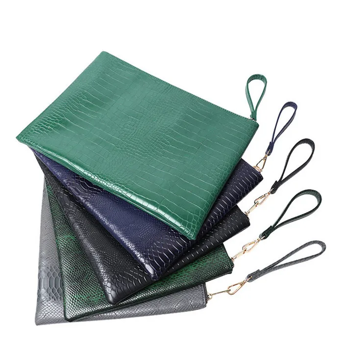 

Middle East Hot Sales Women Clutch Bag Crocodile/Ostrich/Snake Pattern Leather File Bag Laptop Bag Pouch