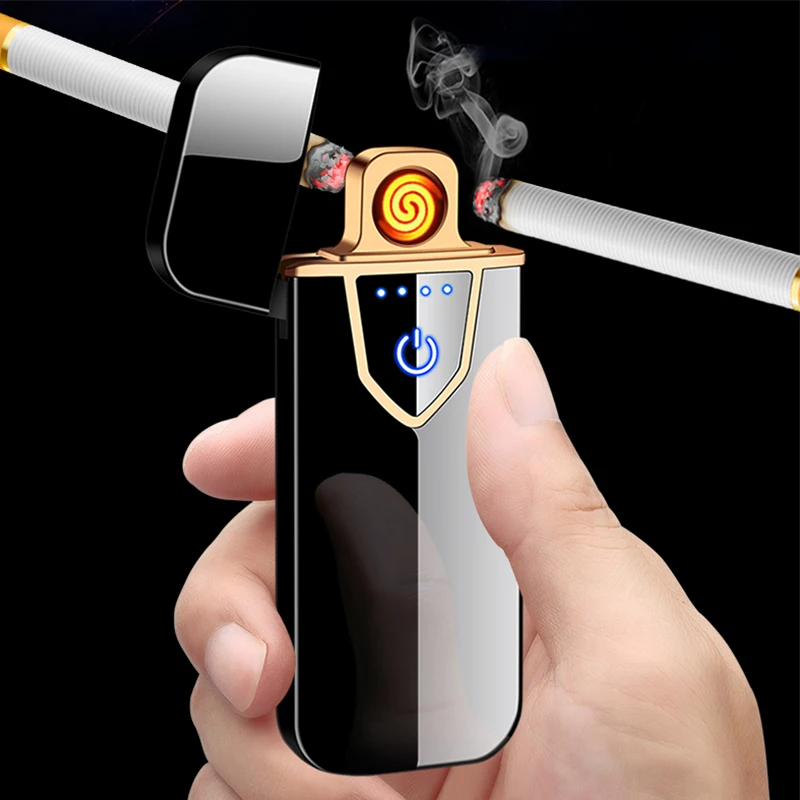 

2021 newest custom color flame heat wire mini electric usb cigarette lighter, Rose gold / matte gold /matte siliver/matte black/colorful