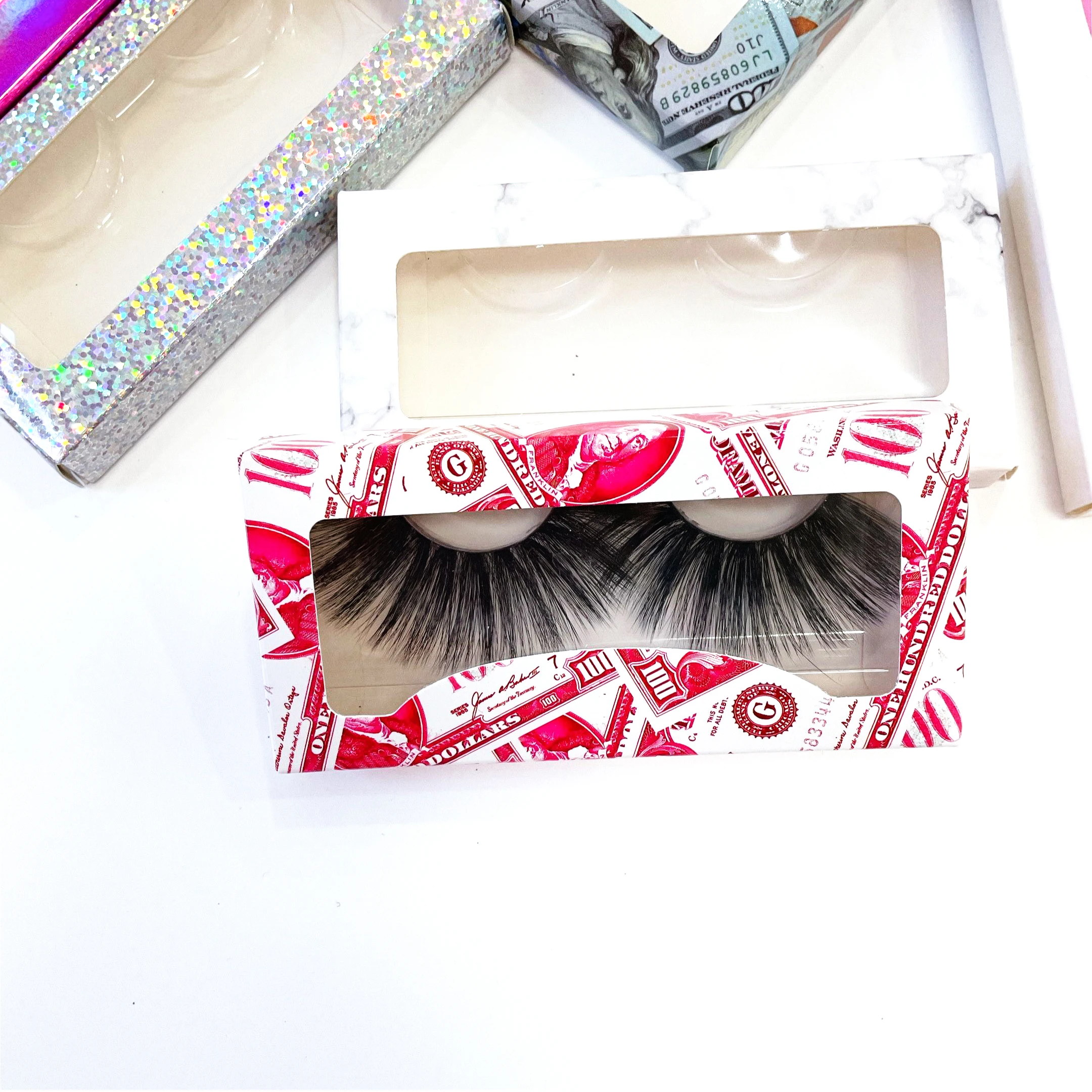 

2021 new arrivals clear band 25mm 5d mink eyelash vendor 25mm 3d lashes, Black color