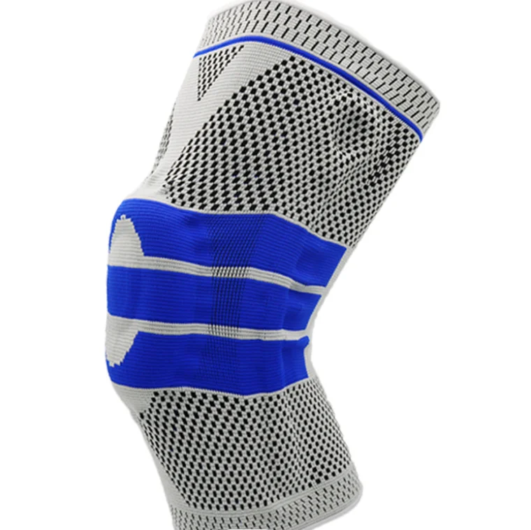 

Best Seller Nylon Knee Protector Sports Knee Support Compression Sleeve Knee Brace with Side Stabilizers & Patella Gel Pads, Gray blue, black blue, red black, blue