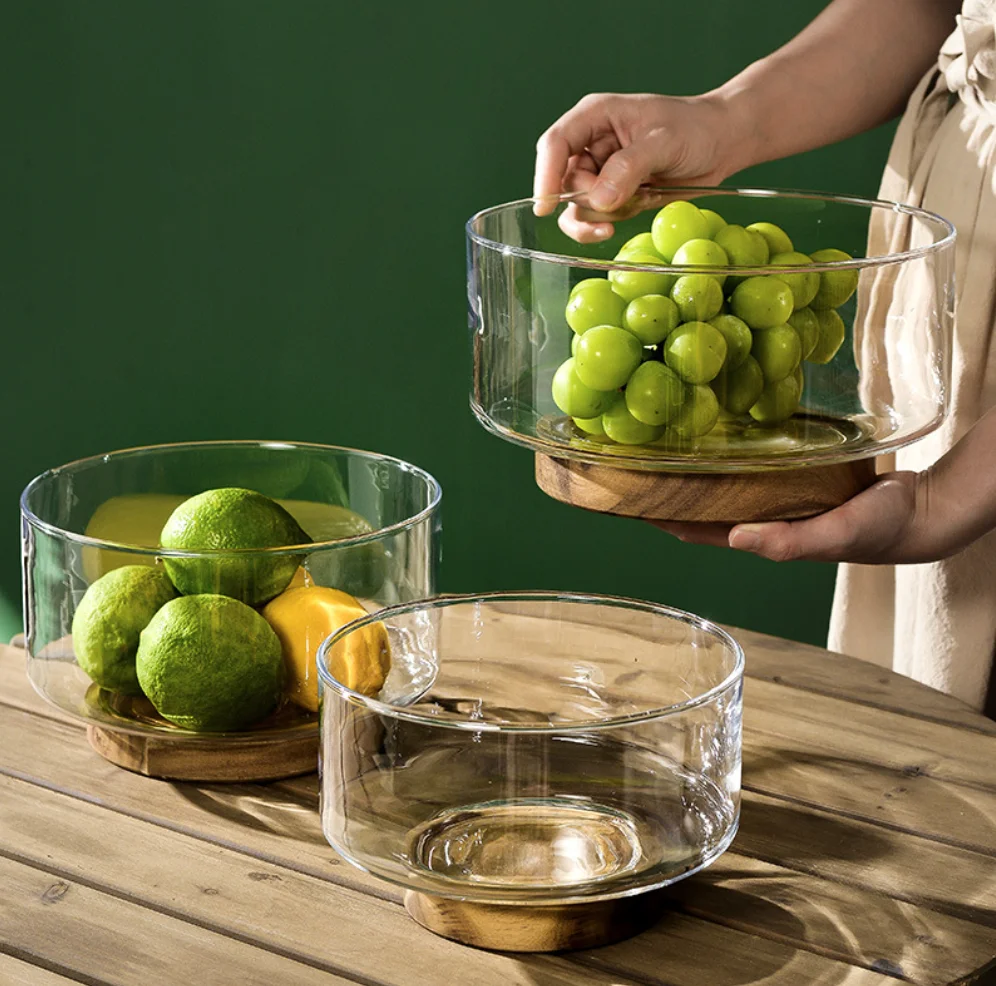 Eco-Friendly Glass Fruit Plate Wholesale Home Simple Fashion Fruit Snacks Nuts Light Luxury Graduation Hotels