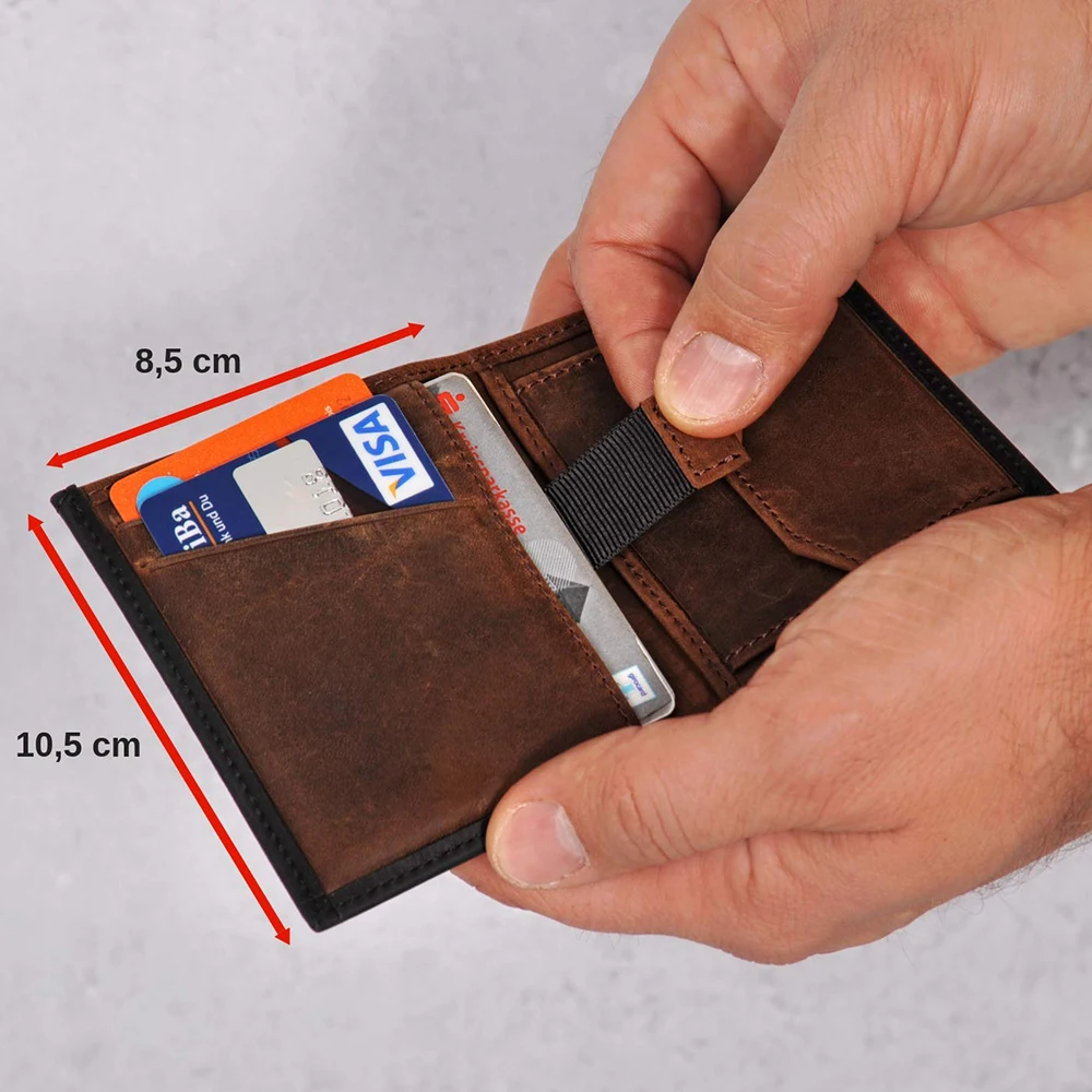 Двойные мужские бумажник с ID окна RFID Блокировка, пояса из натуральной кожи женские кошельки для мужчин, Винтаж кожаный бумажник