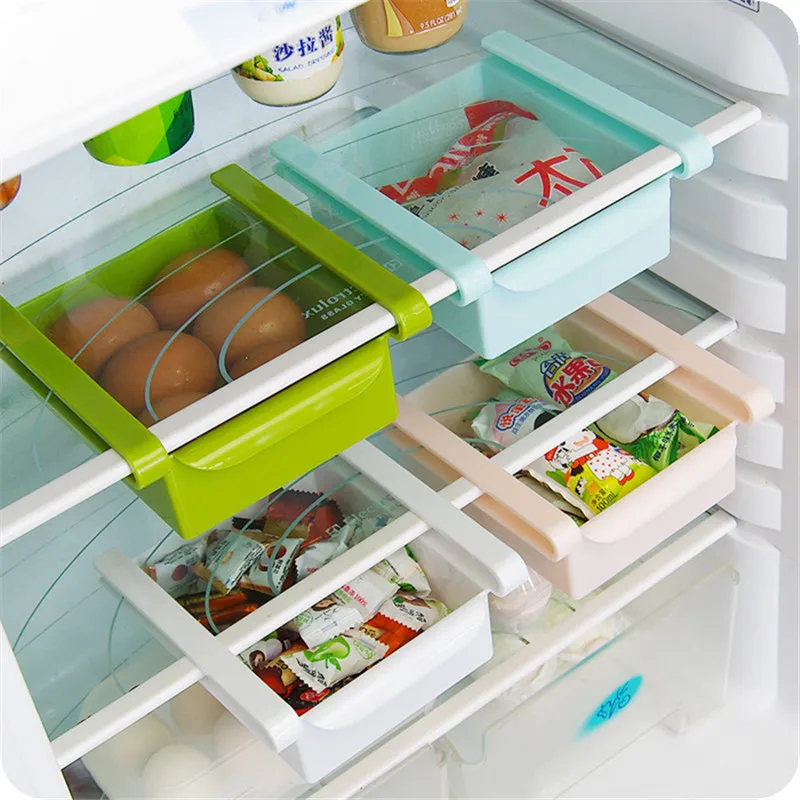

BBA345 Kitchen Pull-out Vegetable Fruit Fresh-keeping Clapboard Layer Storage Box Household Refrigerator Storage Box, More colors