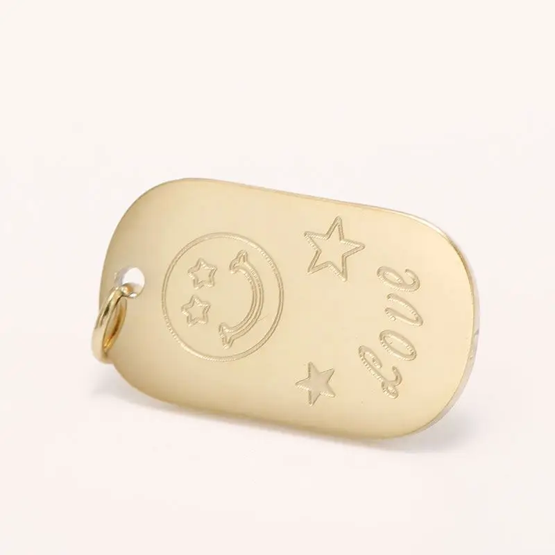 

Fashion Gold Plated Accessories Stainless Steel Engraved Love Smiling Face Dogtag Necklace Pendant