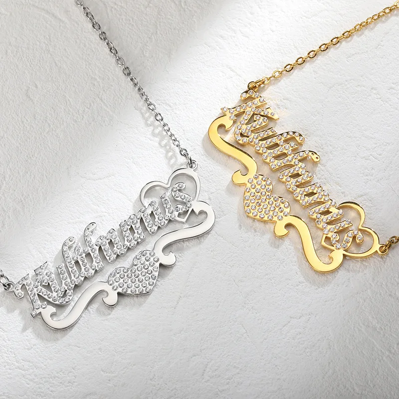 

One Piece Customized Personalized Zirconia Monogram Name Customized Necklace DIY Name with Diamond Monogram Necklace