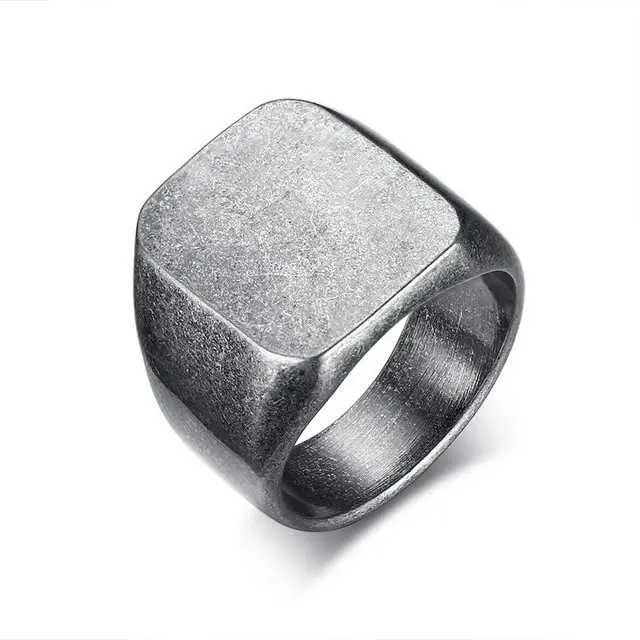 

18mm Mens Black Signet Ring High Quality Polish Black plating Metal Stainless Steel Ring For Men&women