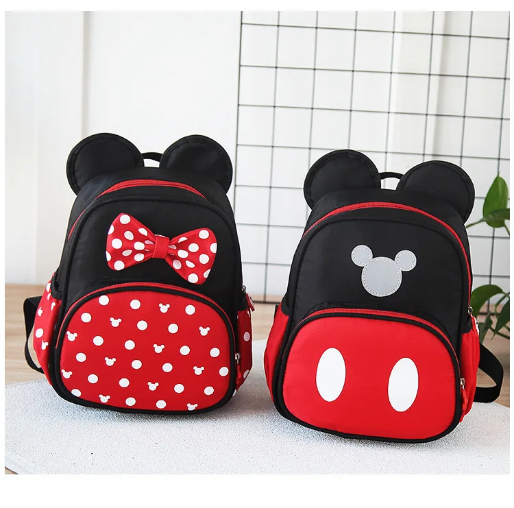 

Cute mickey style boy backpack with nylon material ladies fashion girls school bag for kids children black pink kpop backpack