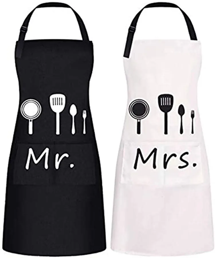 

Waterproof Oil Stain Resistant Black Chef Cooking Kitchen Adjustable Bib Women Funny Aprons For Men, Black,white