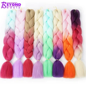 beauty supply yaki perm braiding hair Ombre pink silver black Coloured african pony braiding hair cheap braiding Hair Bulk