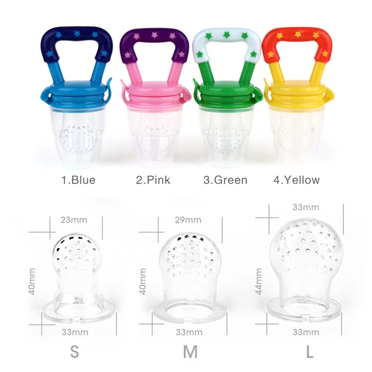 

Silicone Baby Pacifier Infant Nipple Soother Toddler Kids Pacifier Feeder For Fruits Food Nibler Dummy Baby Feeding Feeder, Blue, green, pink, yellow