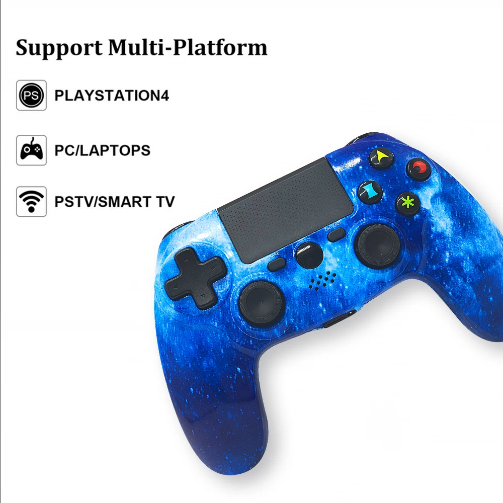 

ISHAKO Original Gaming Pad Custom Design Joystick PS4 Controller Wireless, Blue