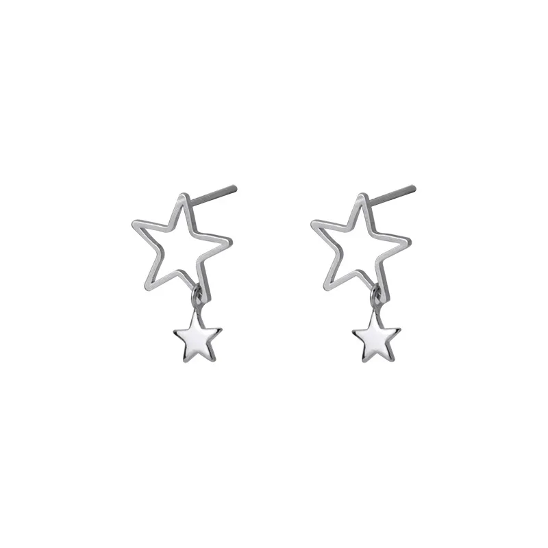 

2021 New 999 Sterling Silver Five-pointed Star Earrings Female Advanced Feeling Light Luxury Temperament Star Earrings