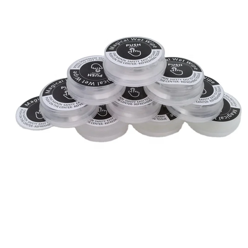 

Push Cleaning Wet Wipes wet towel coin for travel