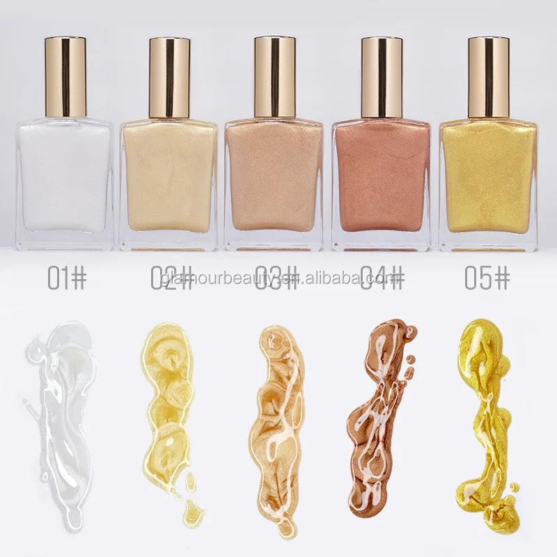 

private label cosmetics makeup body liquid shimmer private glitter highlighter shimmering cream spray no logo, 5 colors