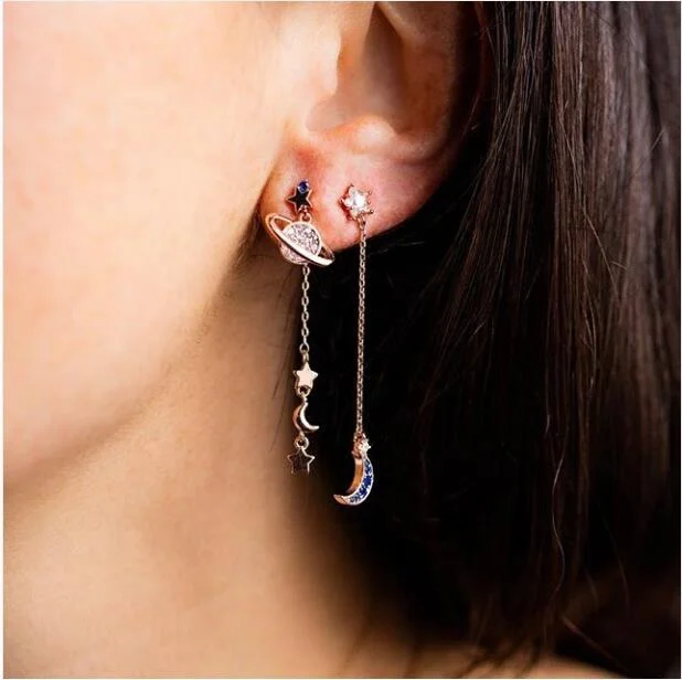 

promotion chic christams gift tassel chain dangle moon star drop earring, Picture