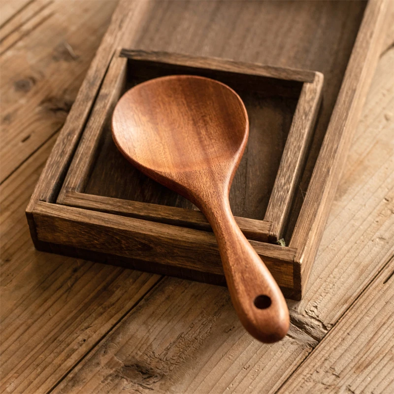 

Teak Wood Rice Spoon Rice Paddle Scoop Wooden Kitchen Spoon Ladle Tablespoon Big Serving Spoon Wooden Kitchen Utensils Tableware, Natural wood color