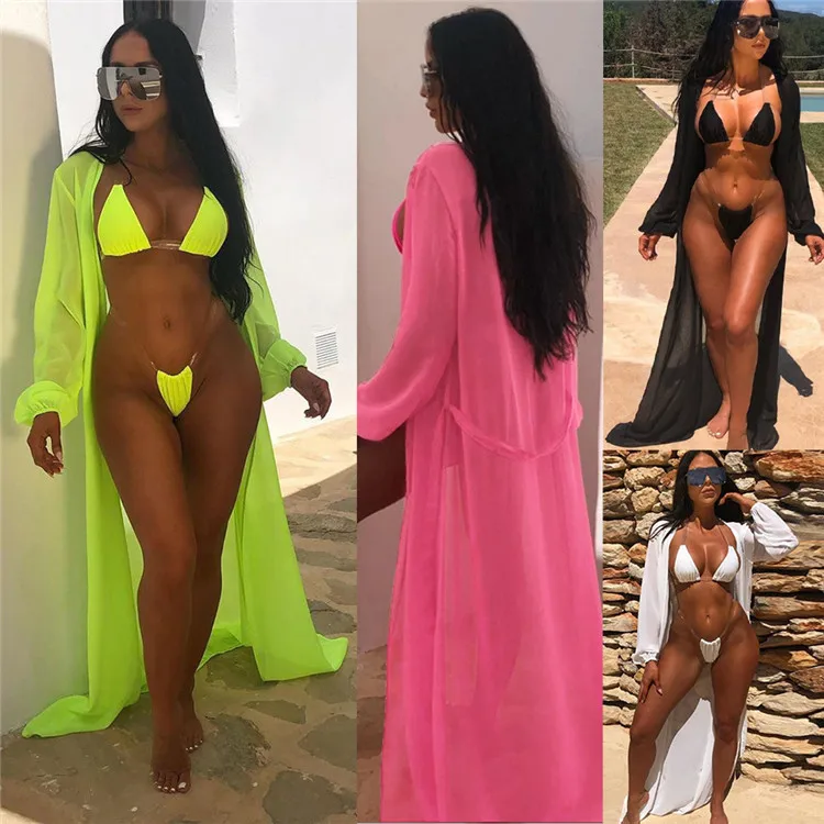 

2021 Three Piece Cover Up Beach Dress Women Swimwear Latest Design Sexy Bikini
