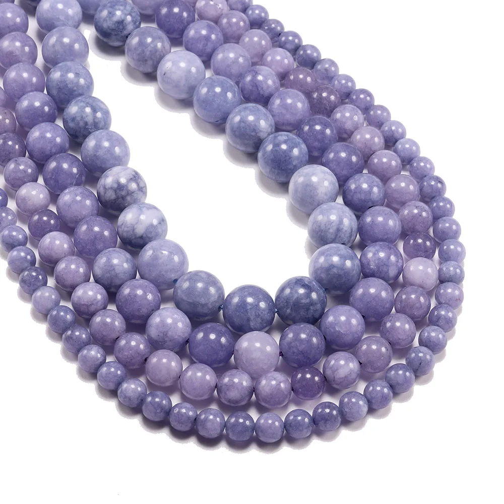 

1 strand/lot 4/ Natural Purple Stone Bead Round Loose Spacer Beads For Jewelry Findings DIY Bracelet