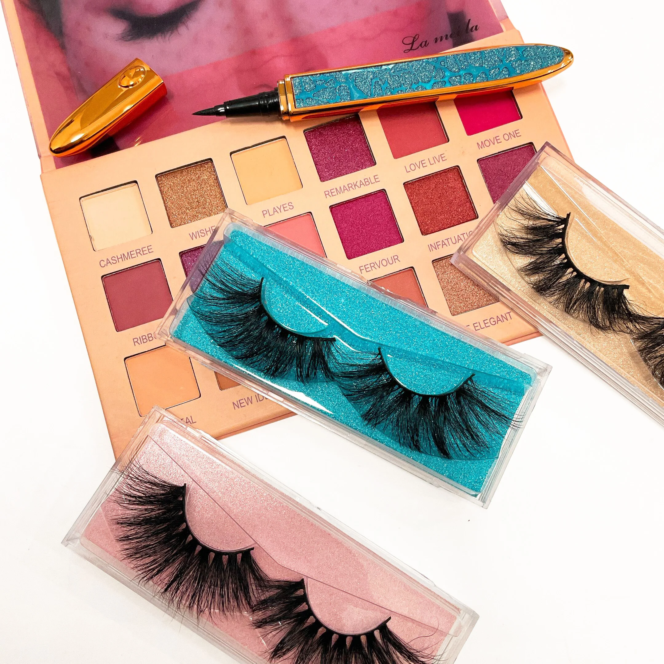 

Wholesales 3d mink 25mm eyelashes vendor dramatic thick long 3d fluffy full strip 25mm eyelashes, Black