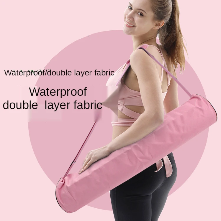 

Pink Color double layer multifunctional mat yoga bag canvas thickened portable yoga mat storage backpack gym bag