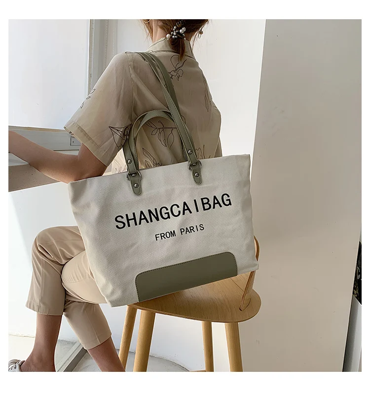 2020 fashional women tote hand bag customized canvas handbag shopping tote bag