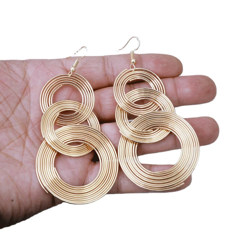 

Big gold round drop earrings for night club gold and silver plated jewelry fashion earrings jewelry