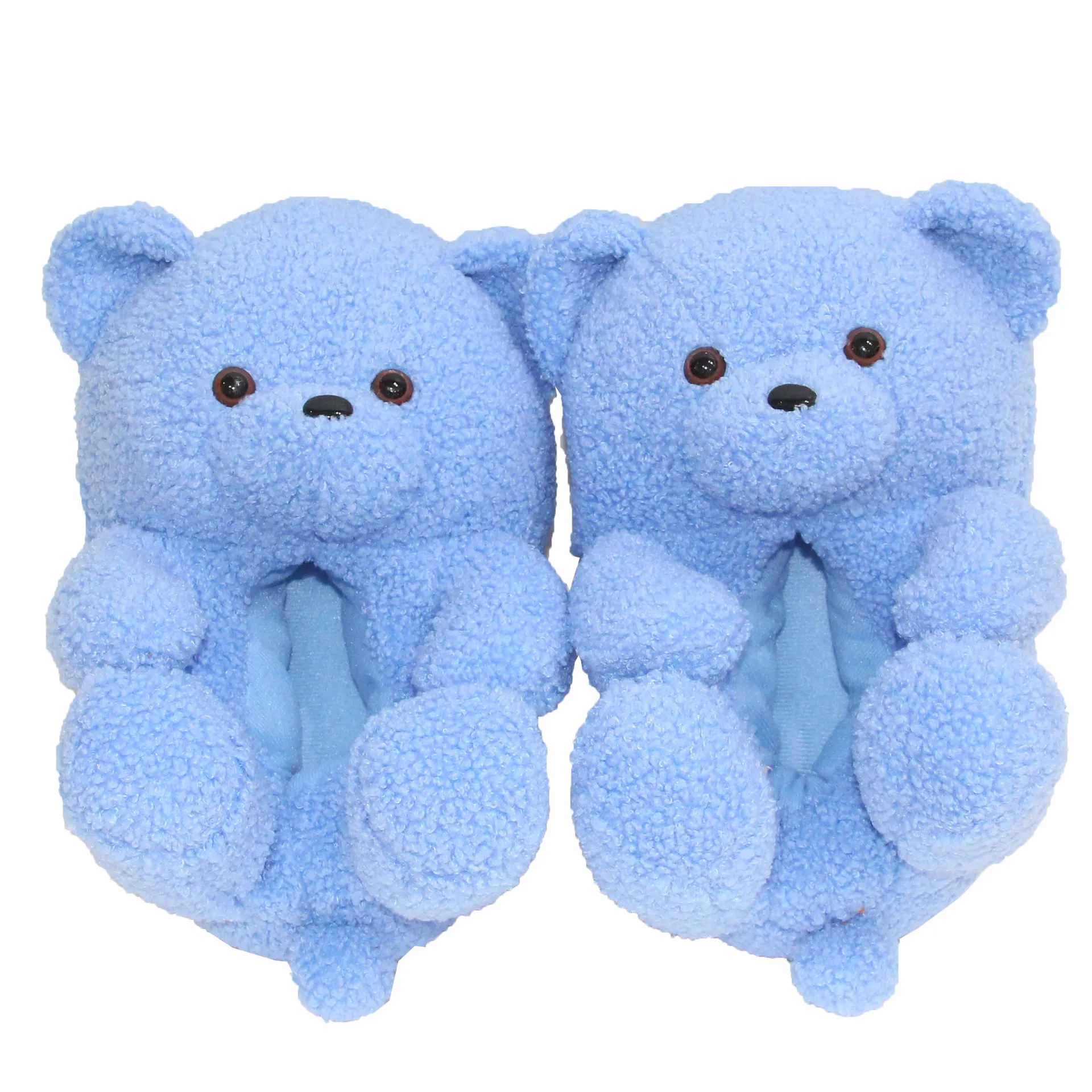 

kids teddy bear slippers 2021 new arrivals Wholesale Plush  fits all 1-3 years old children toddler teddy bear slippers, As picture